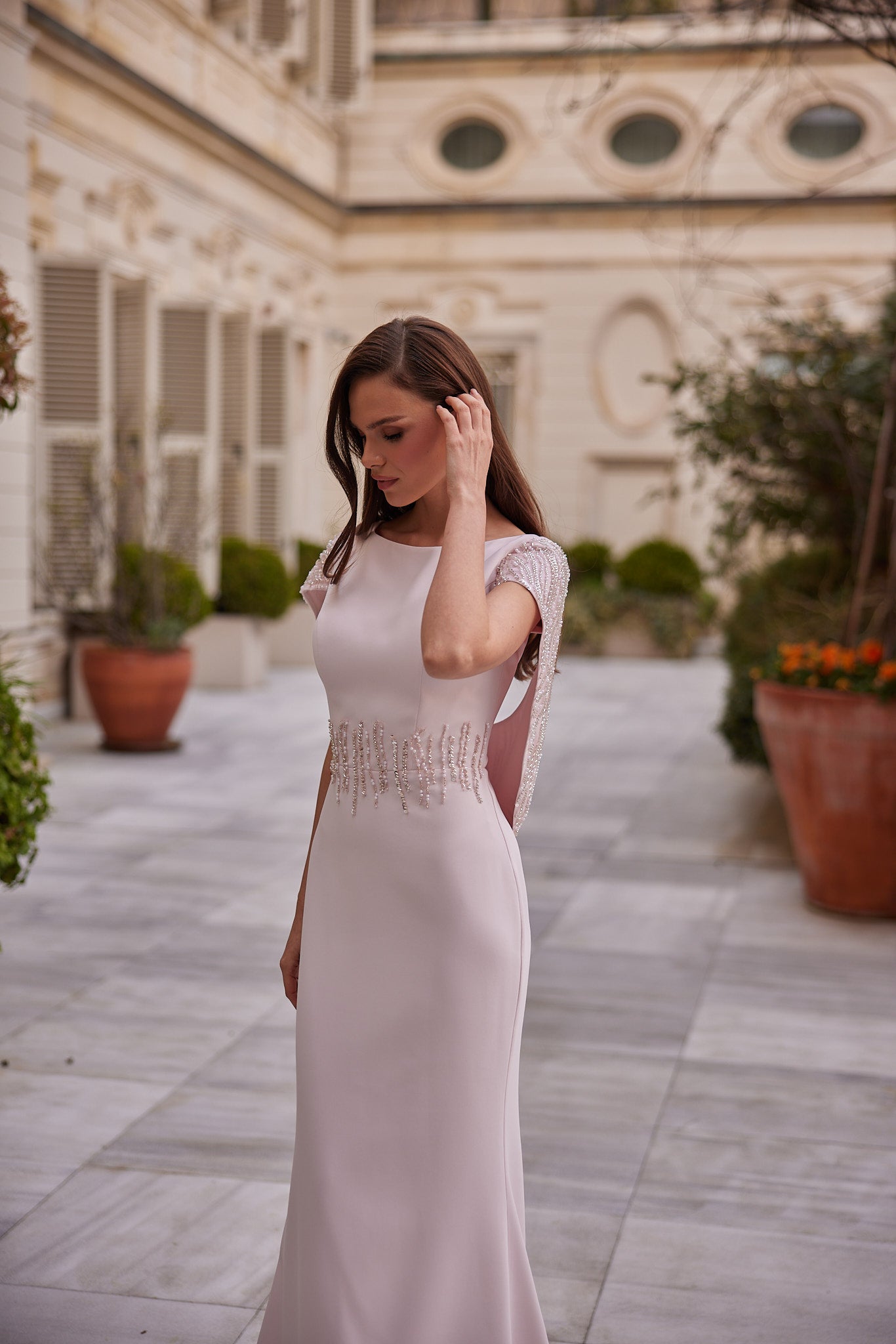Lila İnci Detaylı Abiye
