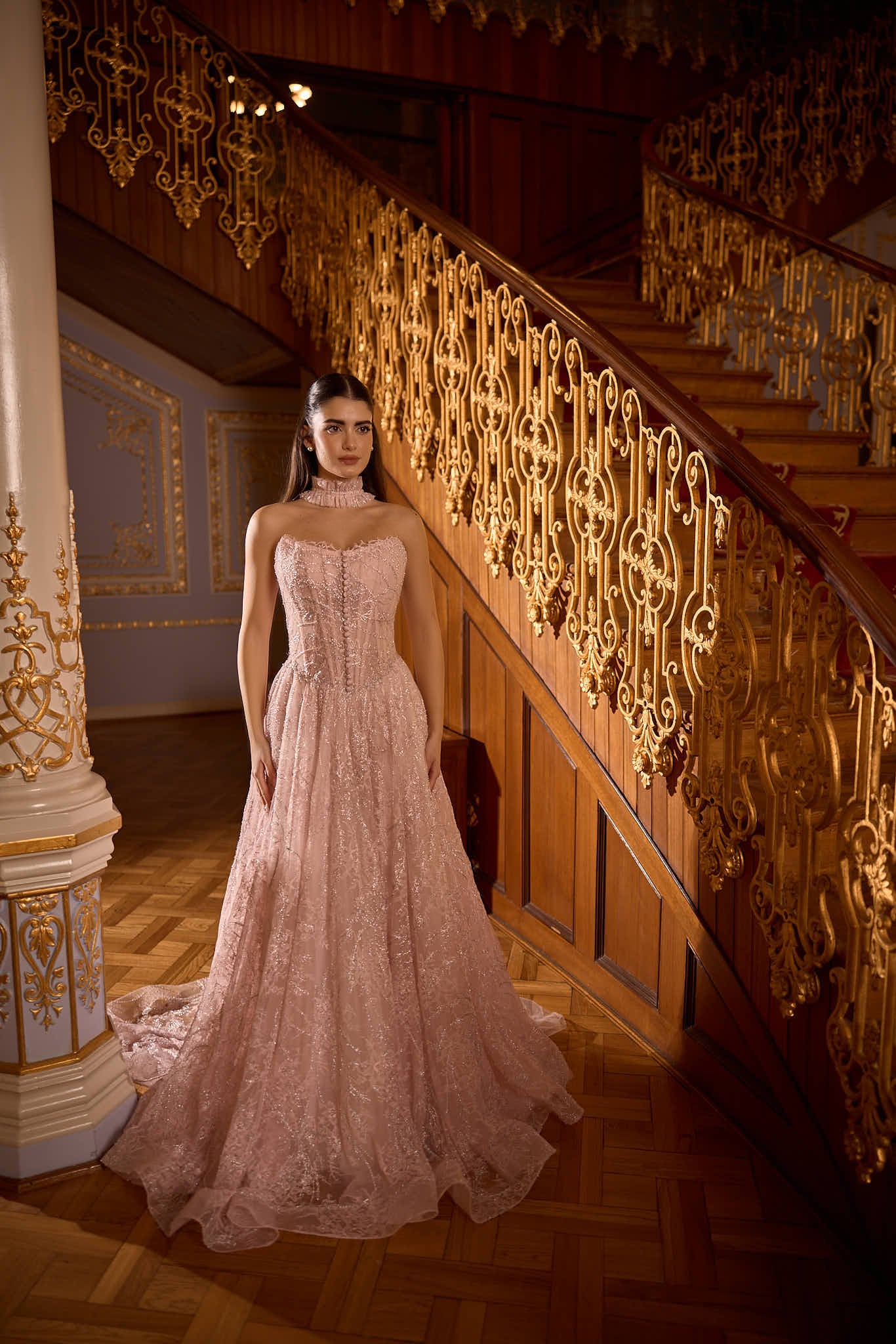 Rosaline Dantel İşlemeli Prenses Abiye