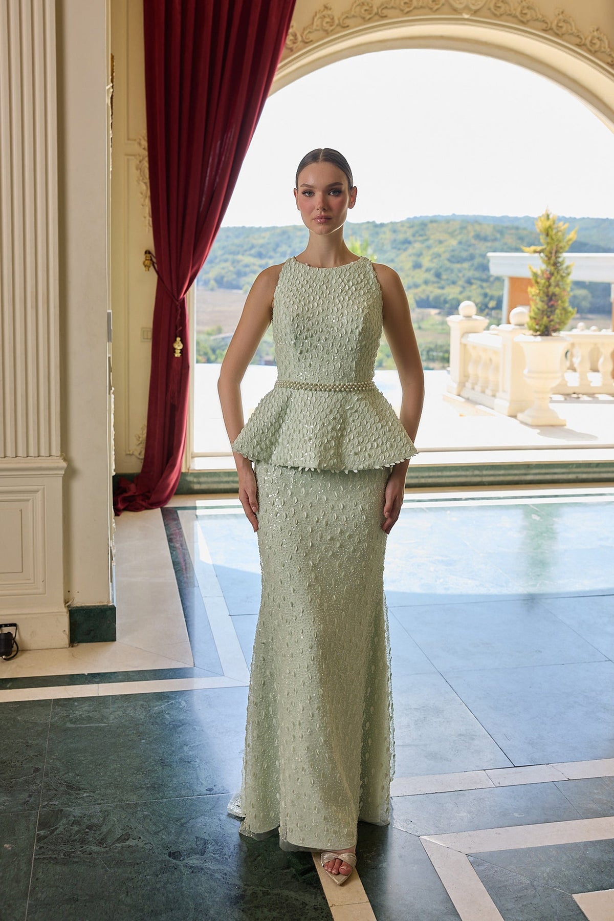 Margaux – Peplum Belli İşlemeli Abiye – ürün görünümü 1