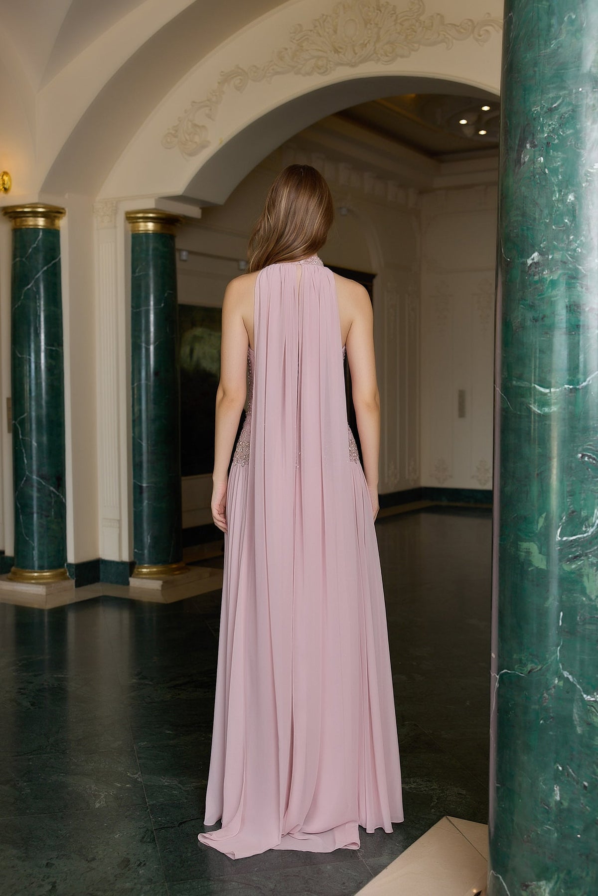 Helena – Halter Yaka İşlemeli Uzun Abiye – ürün görünümü 6