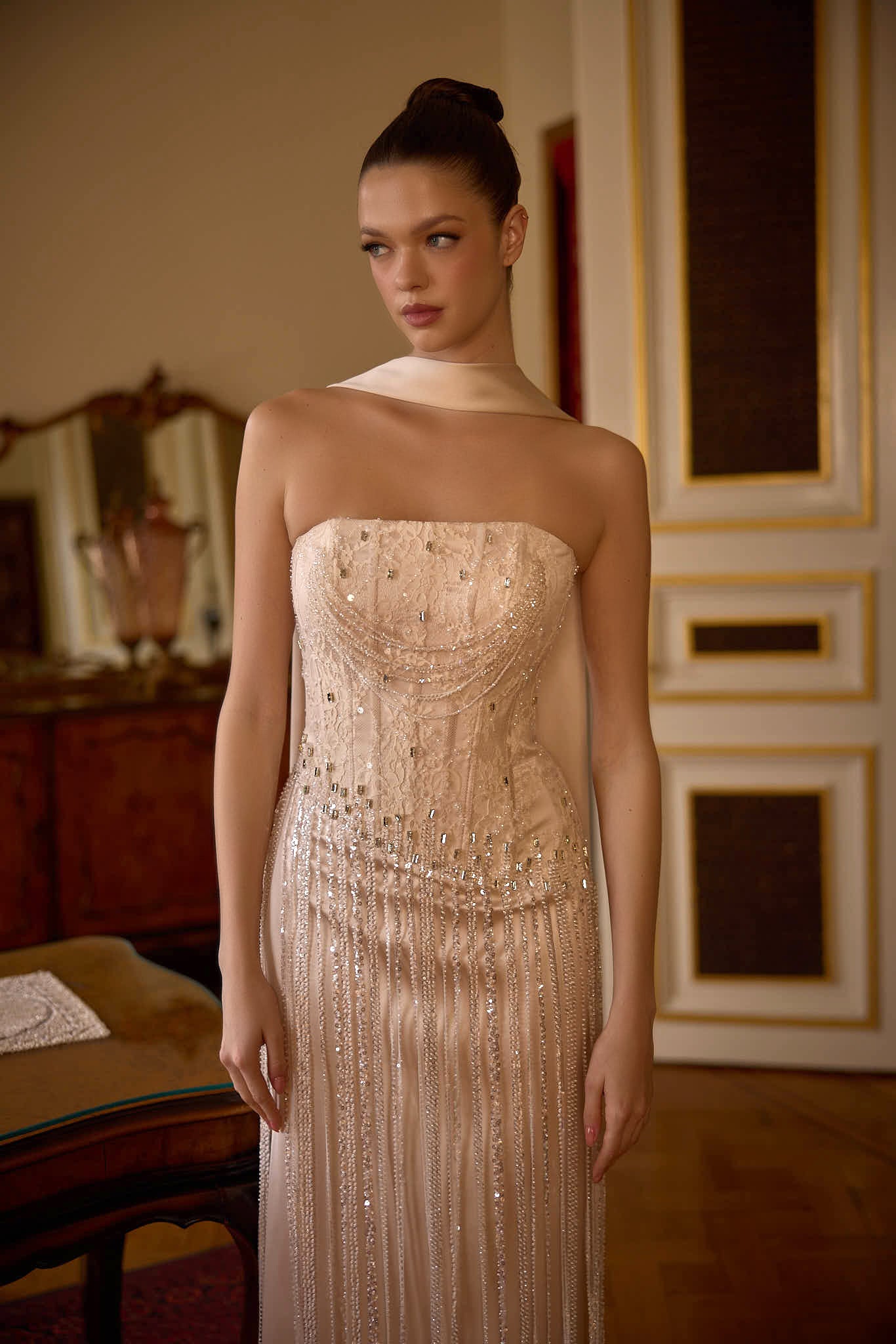 Celestine Kristal Saçaklı Abiye