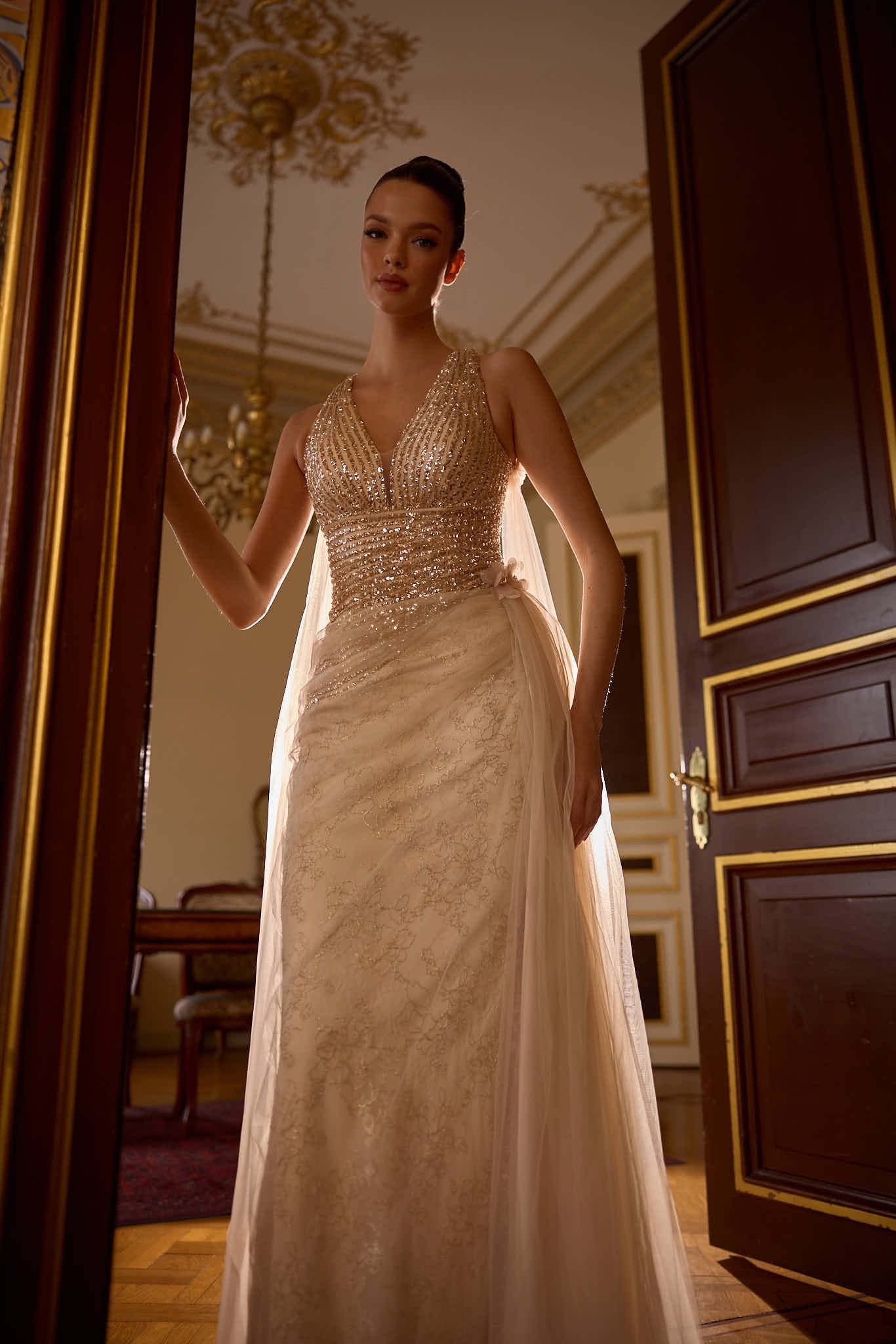 Liora Taş İşlemeli V Yaka Abiye