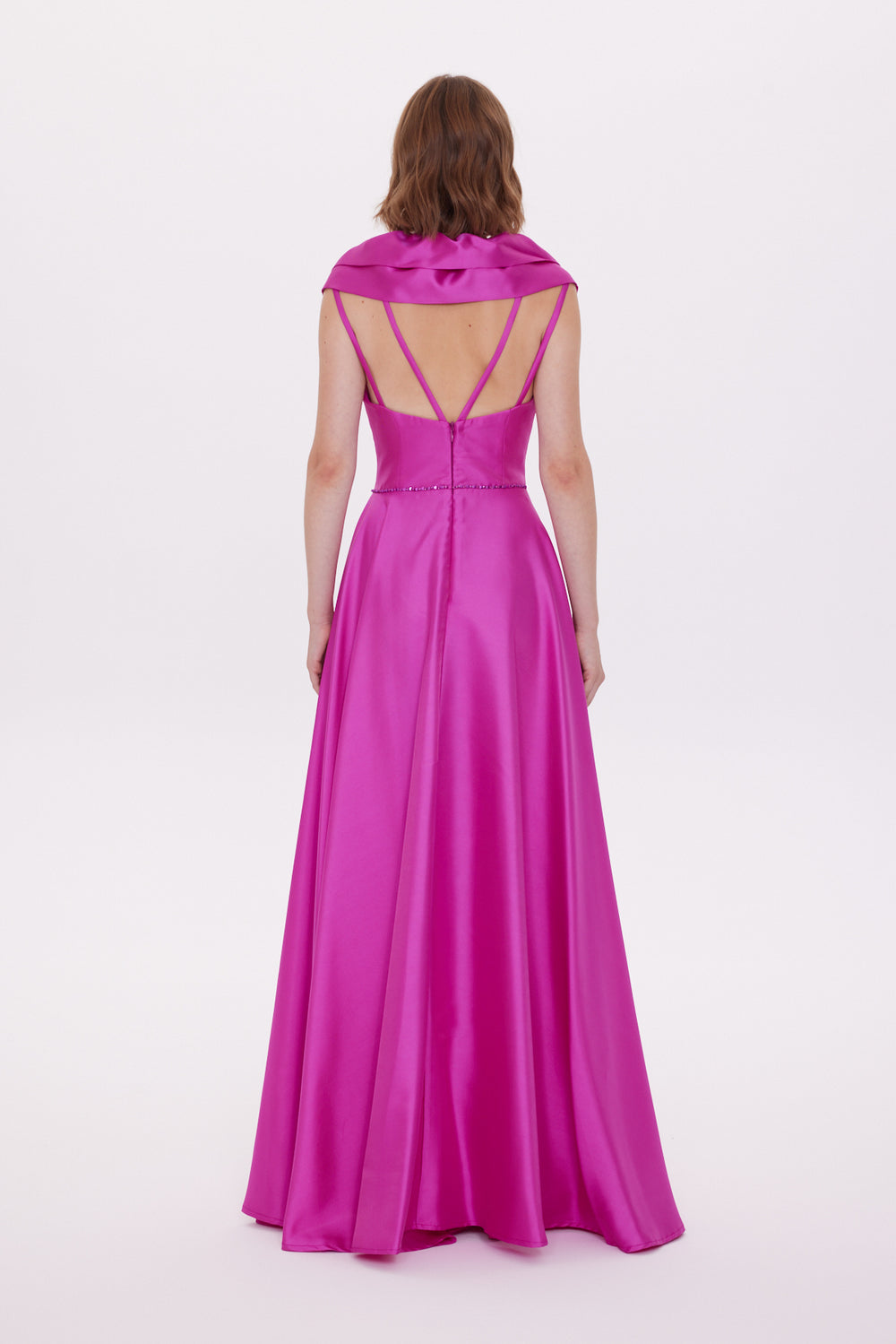 Deep Low-cut Rose Detailed Dress