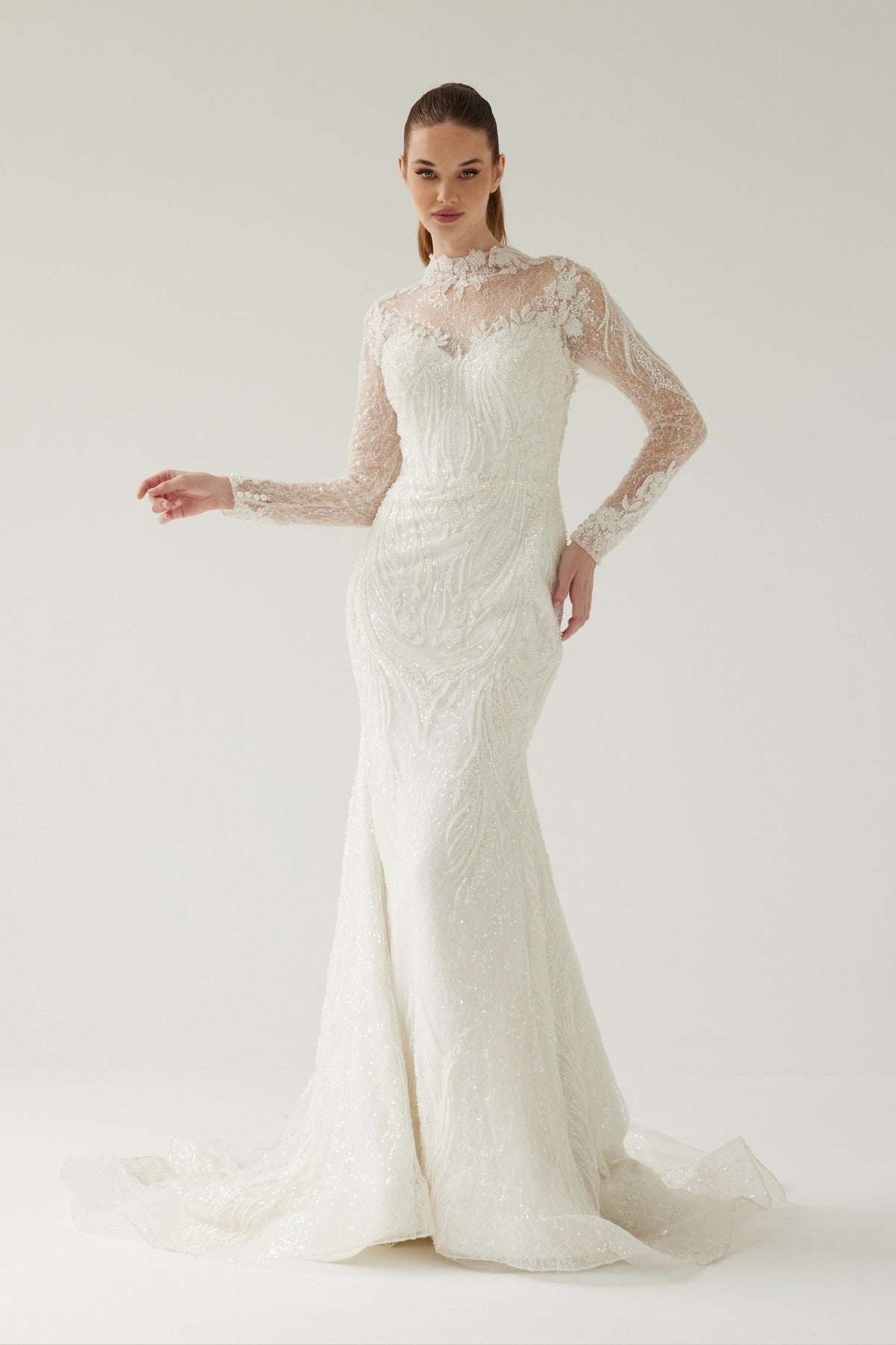 Long Sleeve Backless Mermaid Wedding Dress