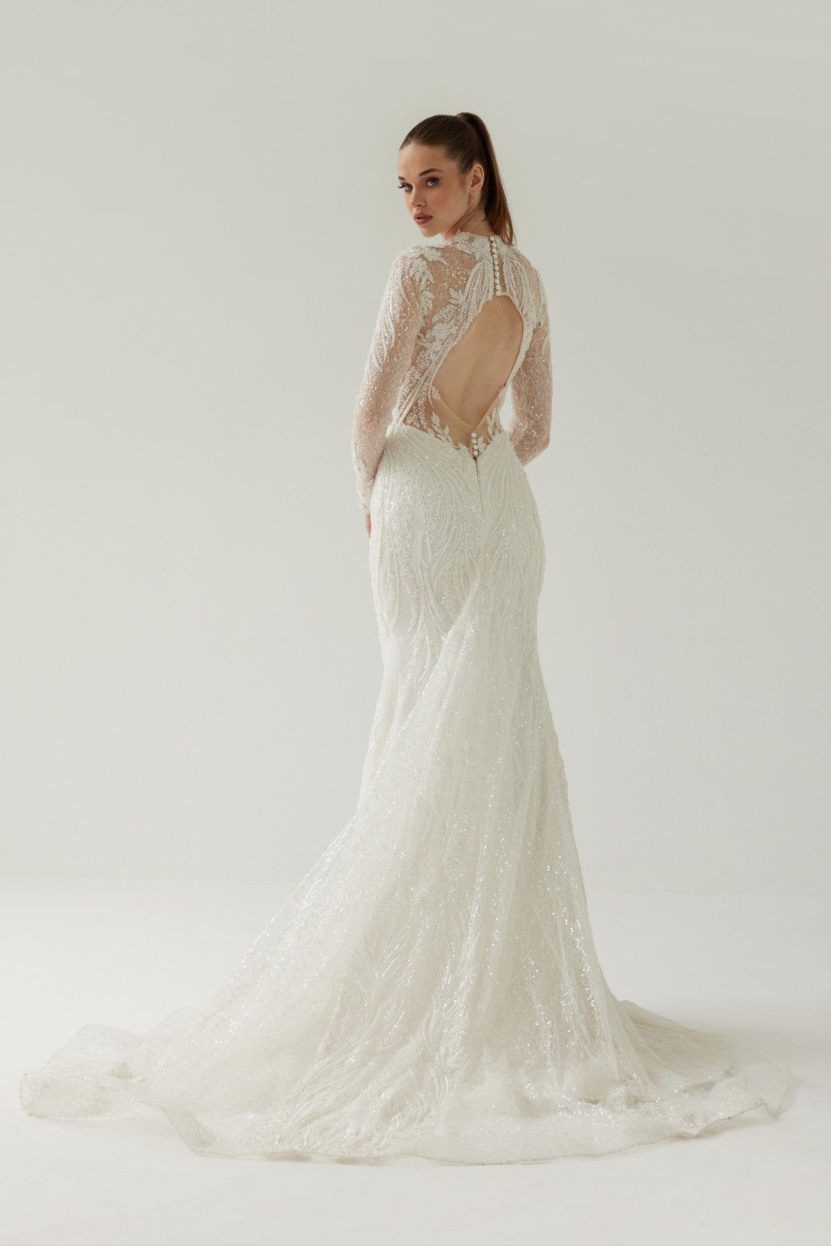 Long Sleeve Backless Mermaid Wedding Dress