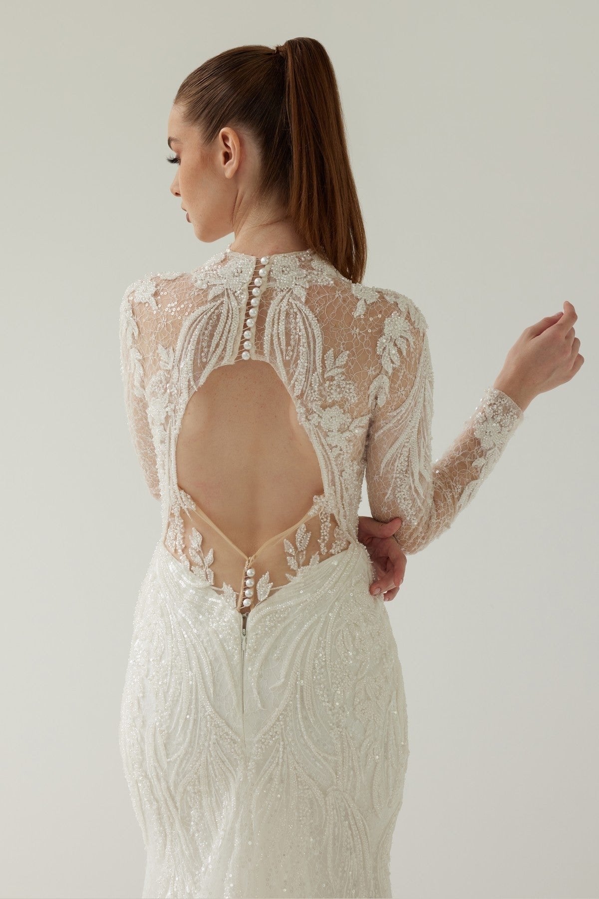 Long Sleeve Backless Mermaid Wedding Dress