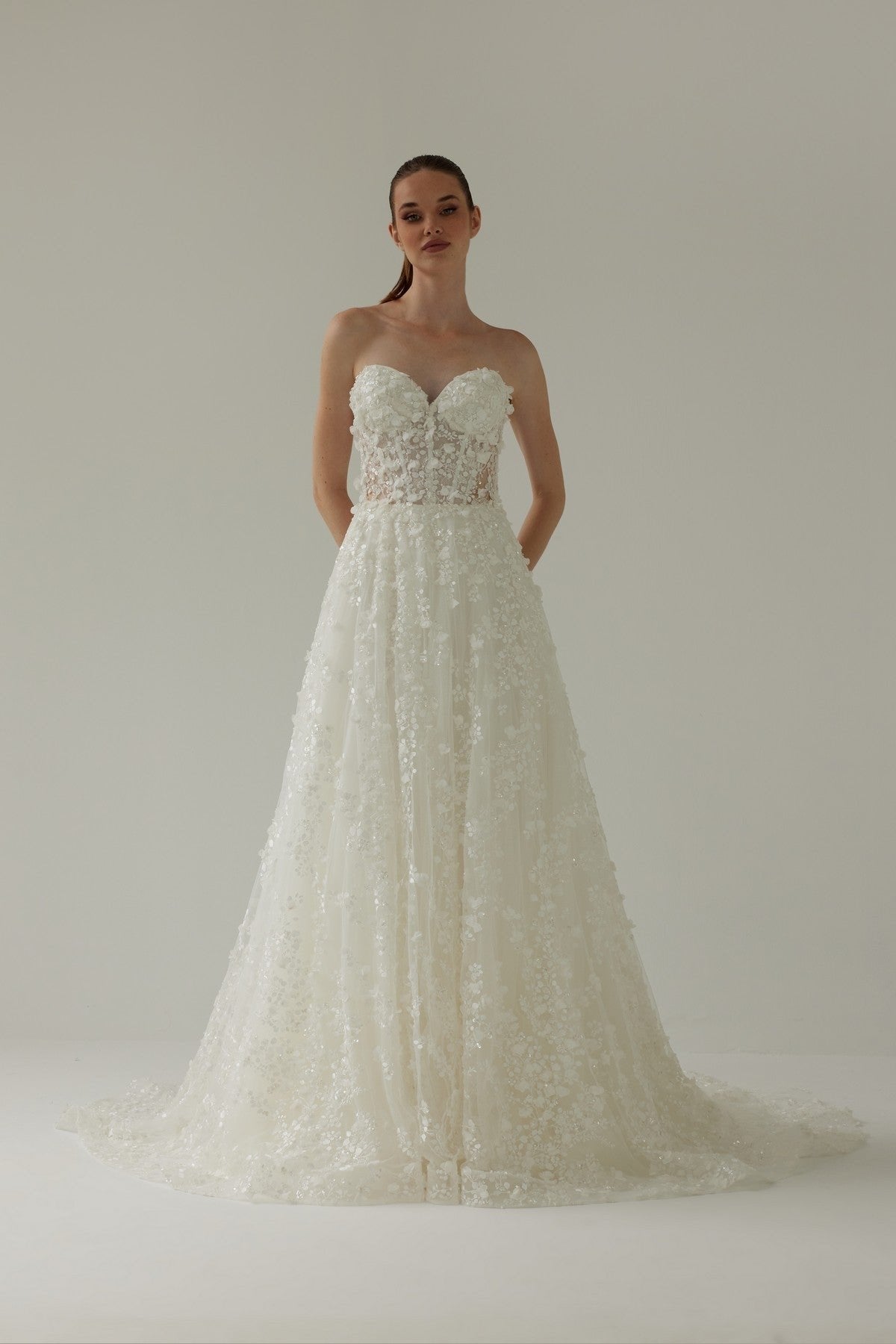 Sweetheart Neckline Helen Wedding Dress with 3D Intense Floral Detail
