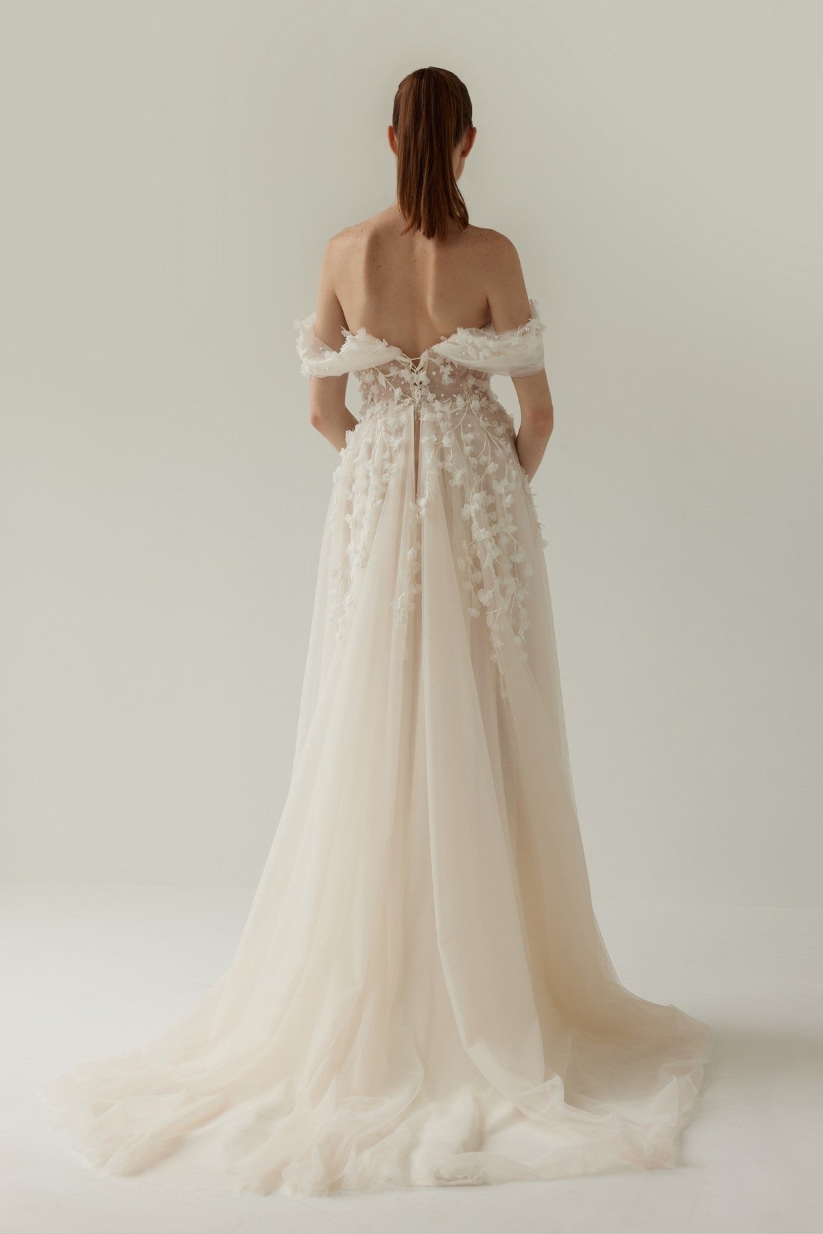 Helen Wedding Dress with 3D Floral Detail and Slit