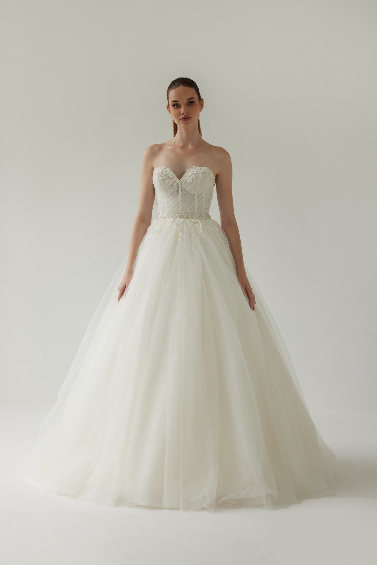Strapless A-Line Wedding Dress with Drape Detail and Sweetheart Neckline