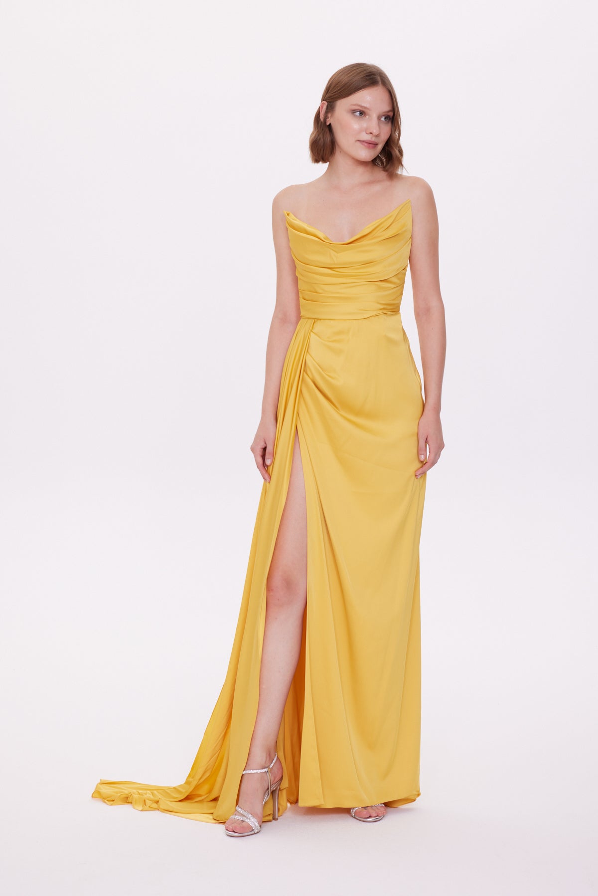 High collar evening clearance gown