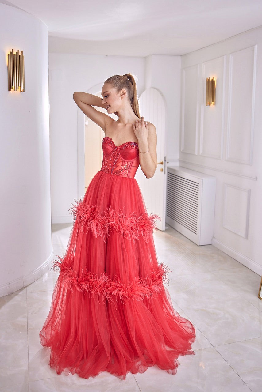 Lamia Strapless Princess Evening Dress
