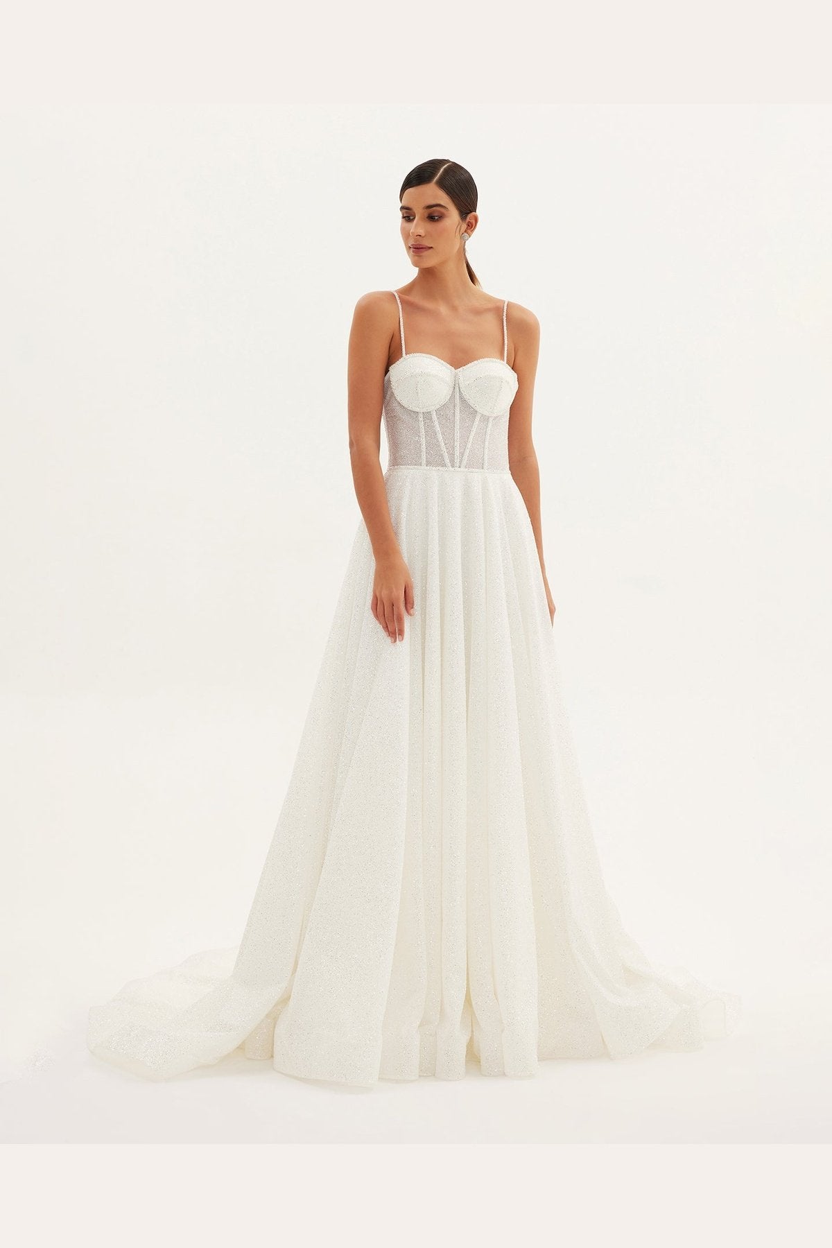 Adalyn Shimmering Tulle Detailed Helen Wedding Dress