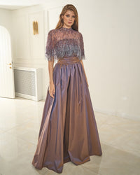 Eileen - Beaded Sleeveless Evening Dress with Slit Detail