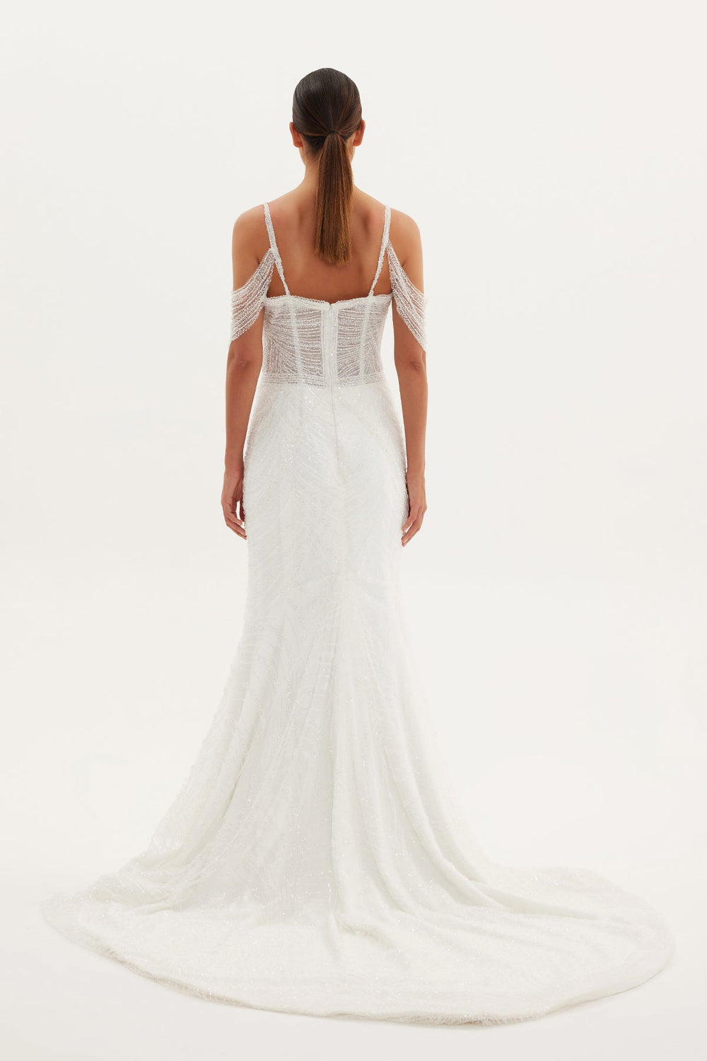 Eliana Deep Neckline Sleeve Detailed Mermaid Wedding Dress