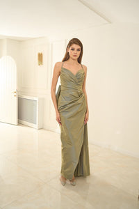 Gloria - Strappy Bow-Embellished Long Slit Guest Dress
