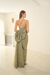 Gloria - Strappy Bow-Embellished Long Slit Guest Dress