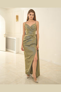 Gloria - Strappy Bow-Embellished Long Slit Guest Dress