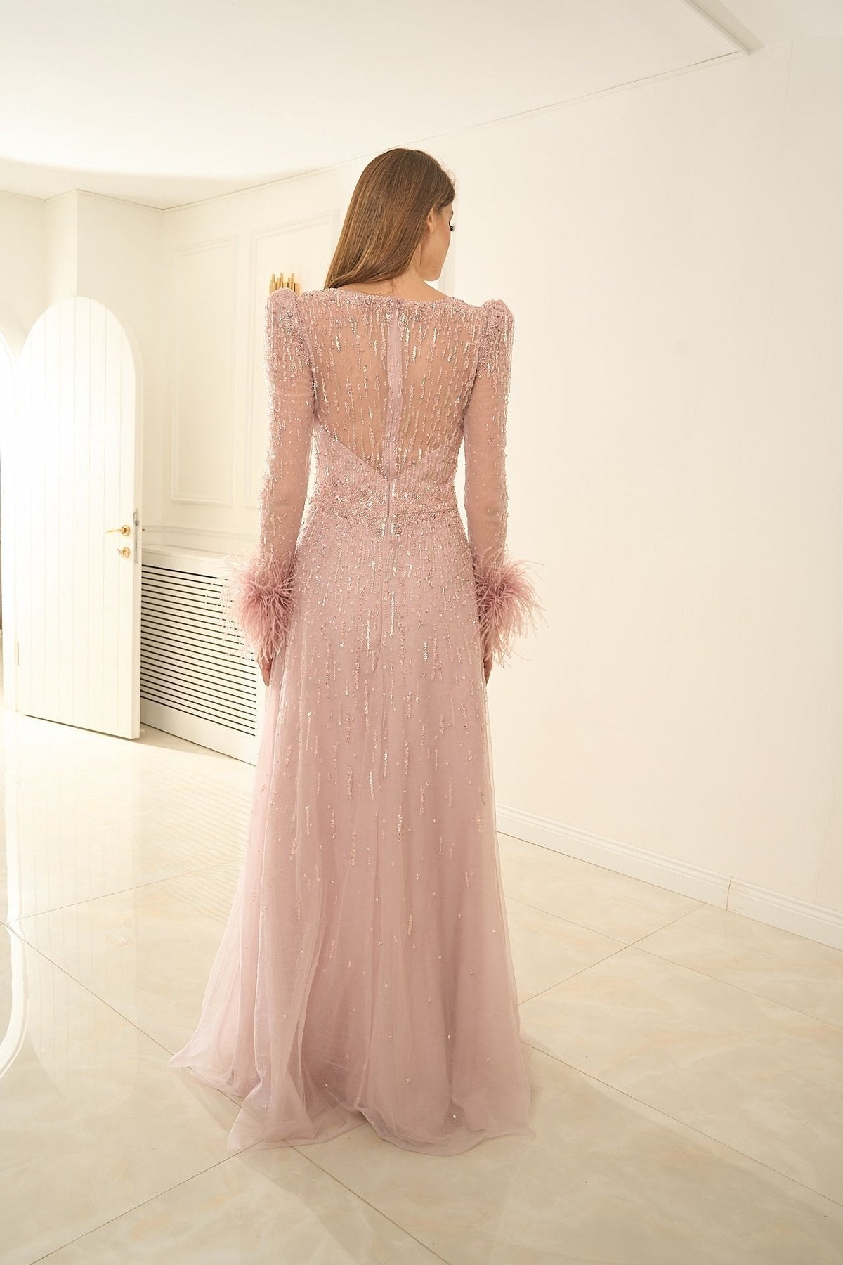 Ida - Long-Sleeved Embroidered Wedding Guest Dress