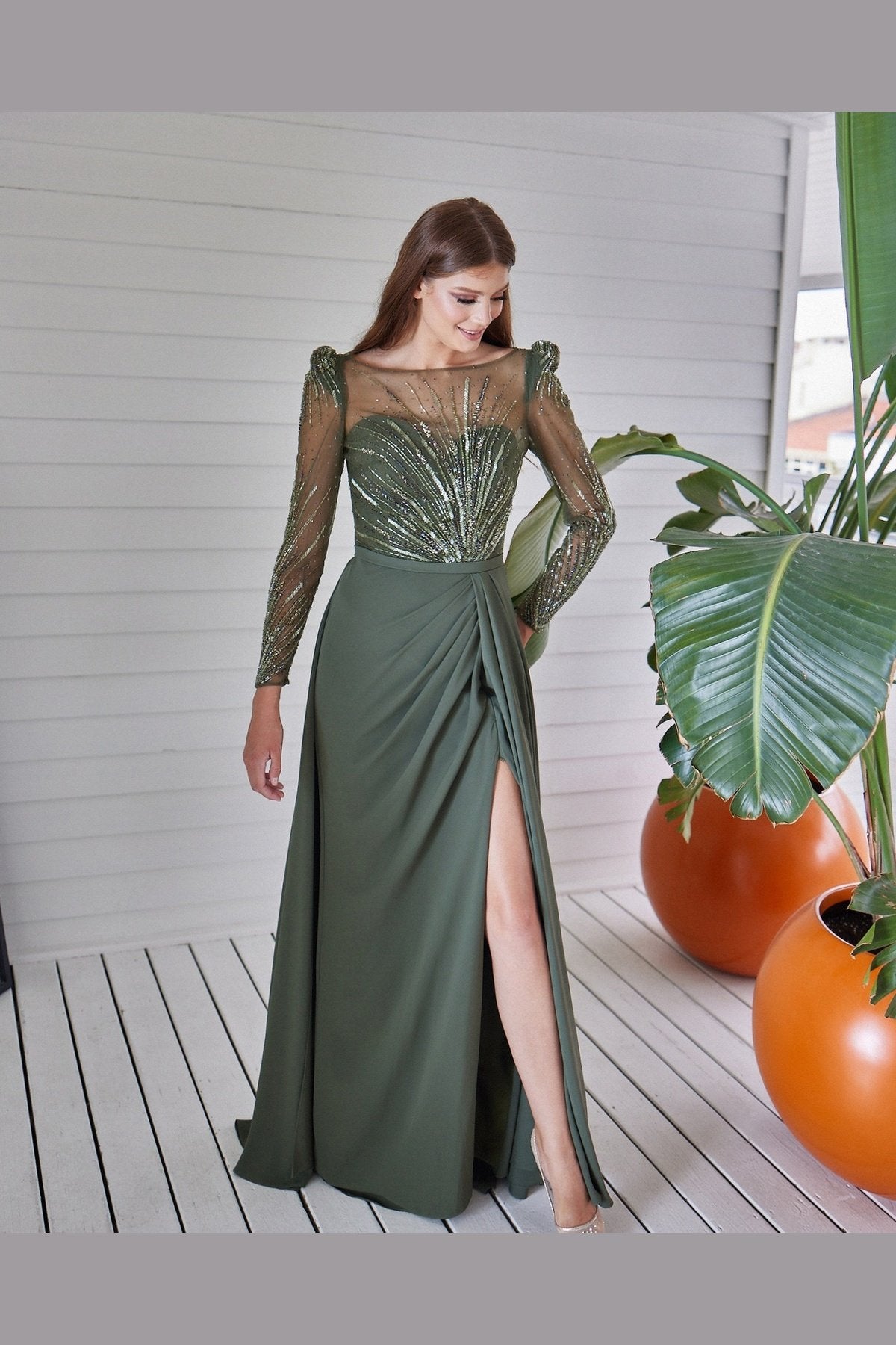 Long sleeve engagement on sale dress