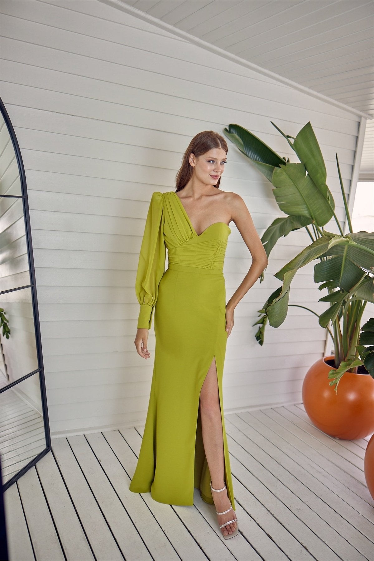 Miami One-Shoulder Long Slit Dress 